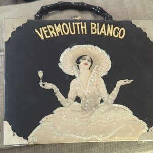 Vermouth Bianco Embroidered Sequin Box Bag - Black & Cream